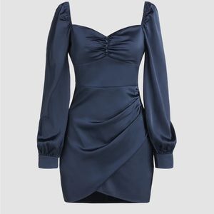 Cider Satin U-neckline Ruched mini dress